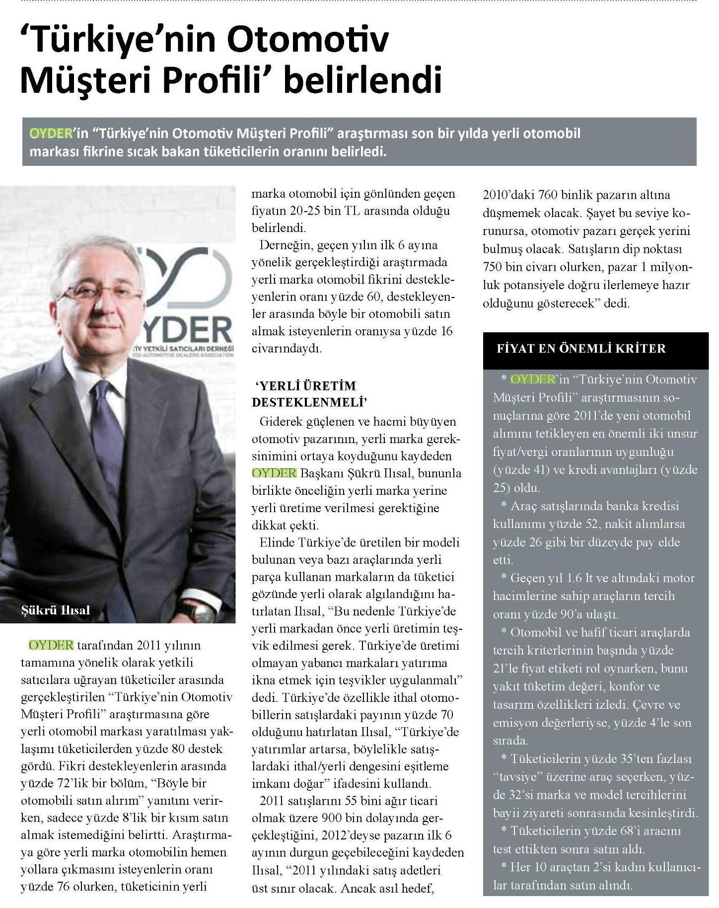 2011 YILI TÜRKİYE MÜŞTERİ PROFİLİ SONUÇLARI AÇIKLANDI