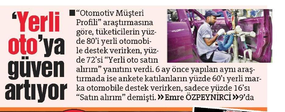 100 kişiden 72&#39;si &#34;yerli otomobili alırım&#34; dedi