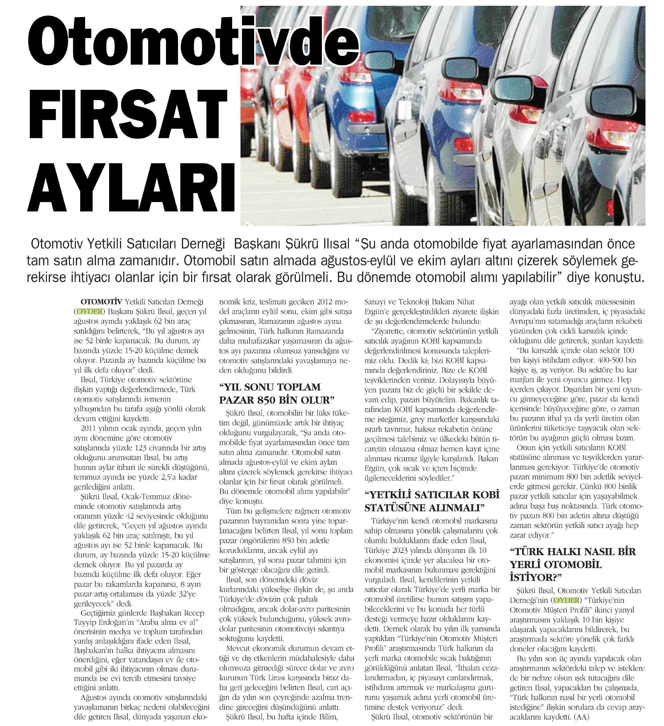  Otomotivde büyüme yavaşladı