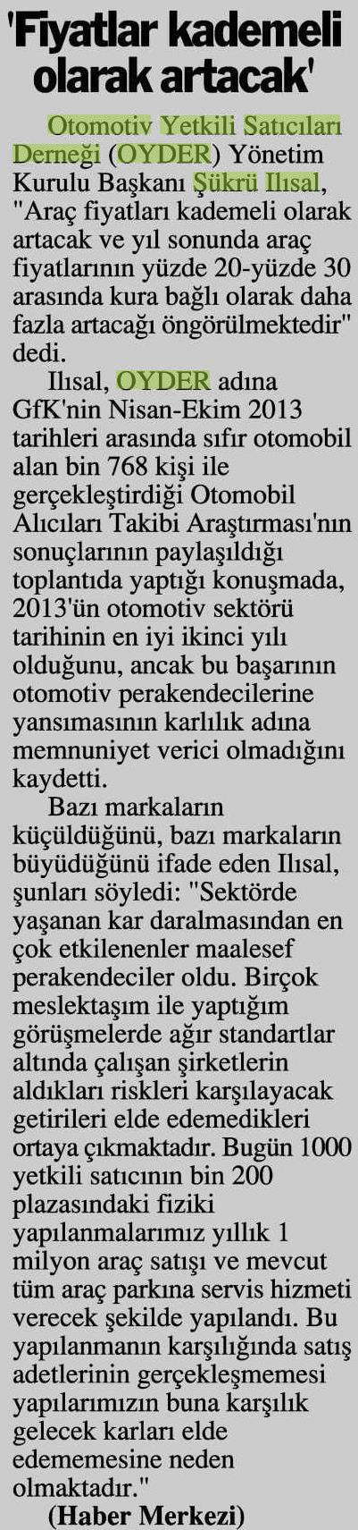 ARAÇ FİYATLARI ARTIYOR