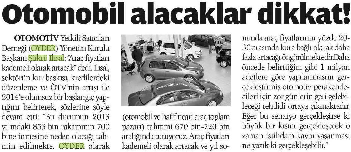 ARAÇ FİYATLARI KADEMELİ OLARAK ARTACAK