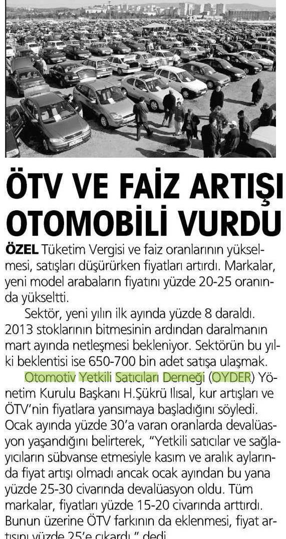 IŞI OTOMOBİL FİYATLARINI YÜZDE 25 YÜKSELTTİ