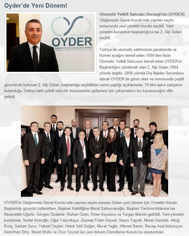 OYDER Yönetim Kurulu Başkanlığı&#39;na Z.Alp Gülan Seçildi